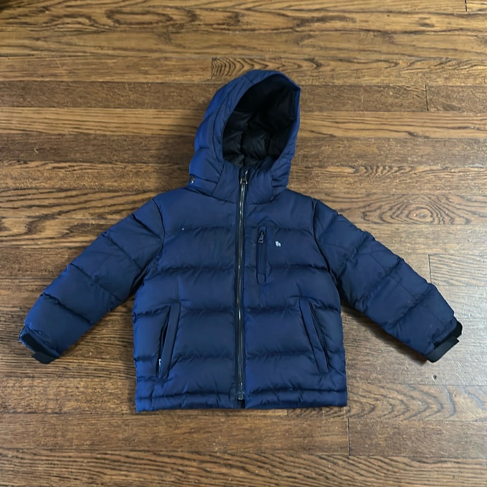 Navy, Polo Ralph Lauren puffer coat.